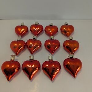 Lot of 12 Old World Christmas Blown Glass Ornament Red Heart Valentine’s Love